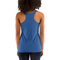 Women's royal blue racerback tank top back view