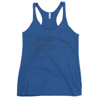 Women's royal blue racerback tank top front view