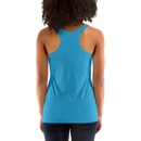 Women's turquoise racerback tank top back view