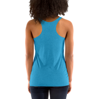 Women's turquoise racerback tank top back view