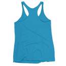 Women's turquoise racerback tank top back view
