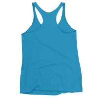 Women's turquoise racerback tank top back view