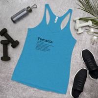 Women's turquoise racerback tank top front view