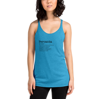 Women's turquoise racerback tank top front view