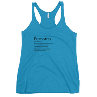 Women's turquoise racerback tank top front view